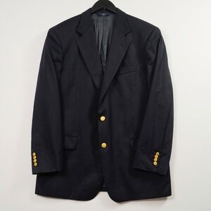 Brooks Brothers 346 Blazer Jacket Sport Coat Sz 43R Navy Blue Gold Buttons Wool